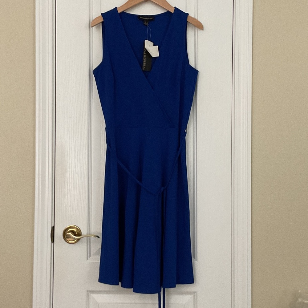 Banana Republic Vibrant Blue Wrap Midi Dress